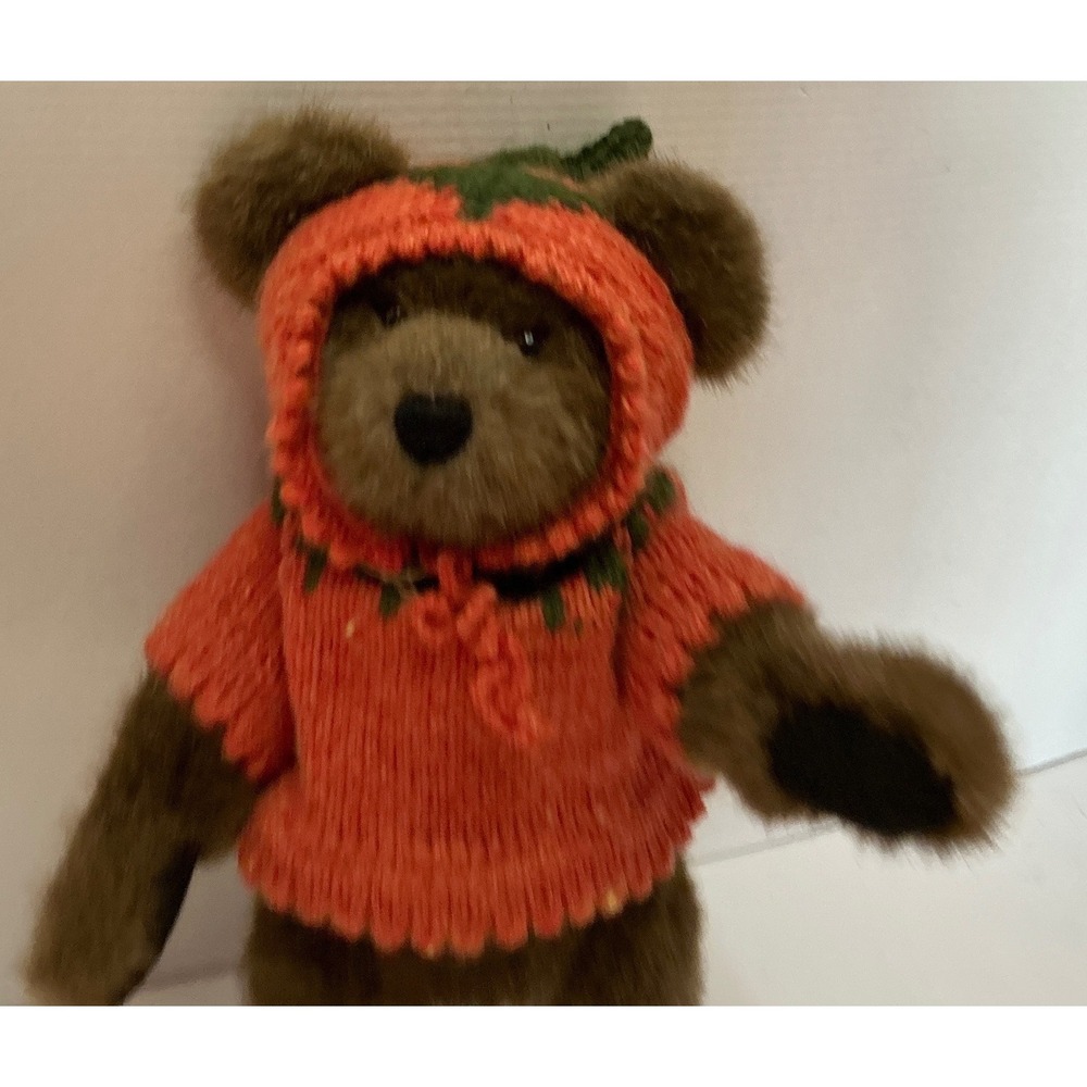 Vintage Boyd's Bears Pumpkin Costume Hooded Fall Halloween Plush Bear 14"